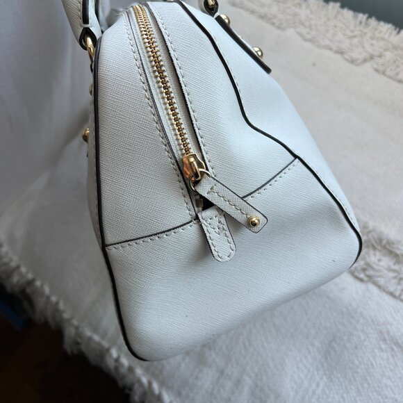 Michael Kors Jet Set Saffiano White Bowling Bag Crossbody Strap (SMALL) - Picture 4 of 7